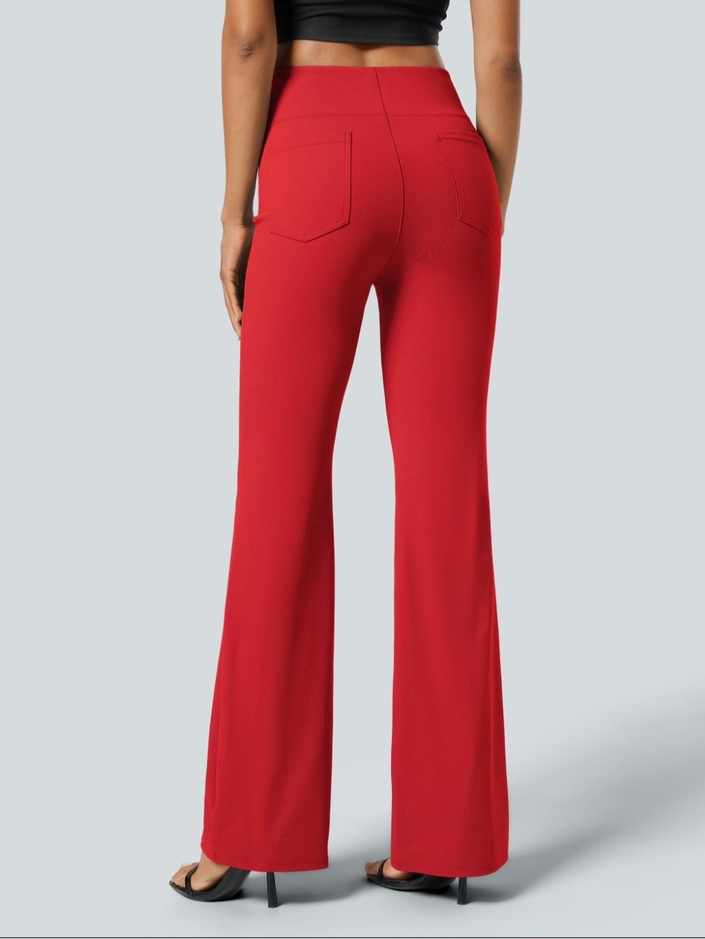 HALARA High-Rise Red Flare Pants - Picture 3 of 3